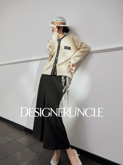 DGU "Muya" gray sweater cardigan new loose slimming high-end outer top - TARA.