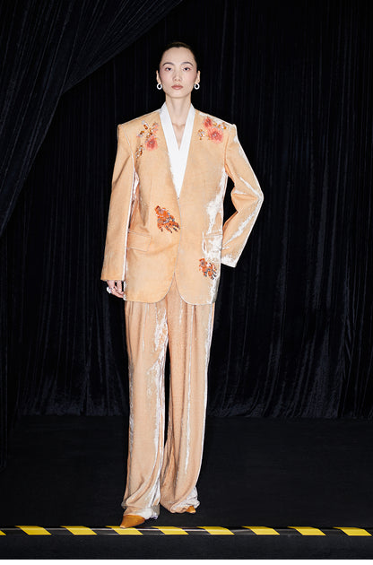 M essential Mackay designer Rulang velvet dahlia nail bead suit - DUAO.