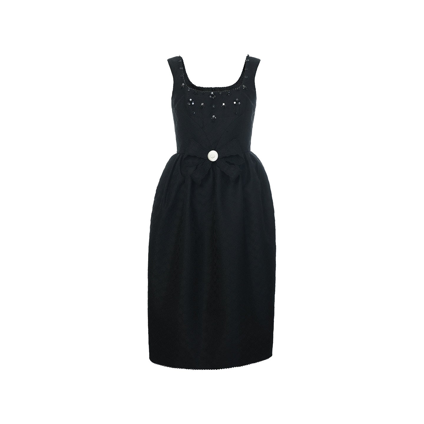 FAME Square Neck Bow Beaded Dress - LUCY