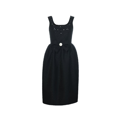 FAME Square Neck Bow Beaded Dress - LUCY