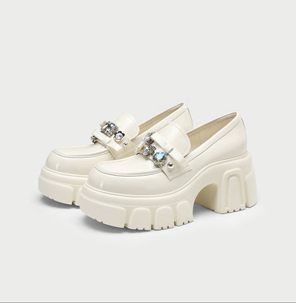 Pjjuu New Thick-soled One-footed Slip-on Versatile Leather Single Shoes - CRAIG