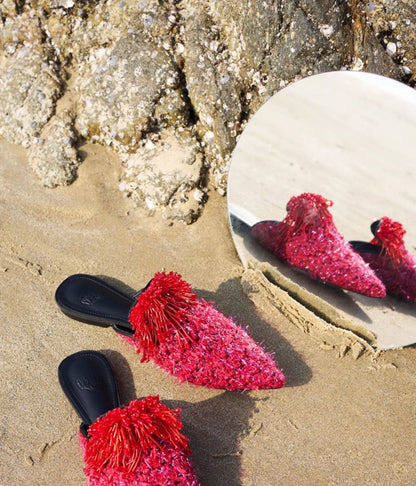 B-FEI handmade beaded little red shoes-TENN.