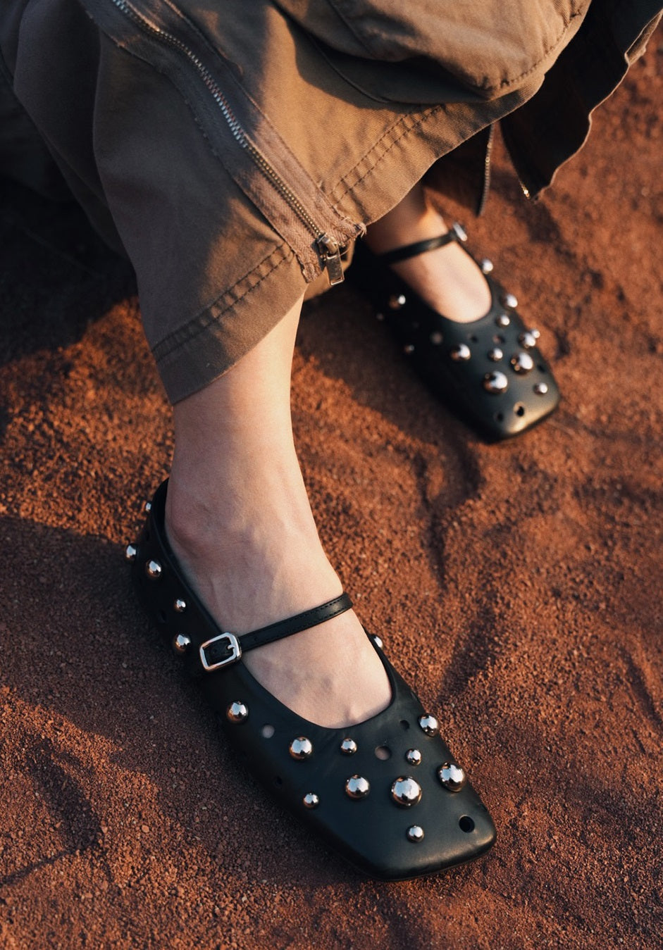 IUBALLET Versatile Studded Black Ballet Shoes - SAVE.