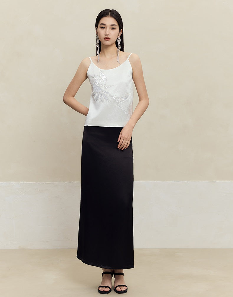 HECO High-waisted purple black white back slit skirt Hip Girl - spirit.