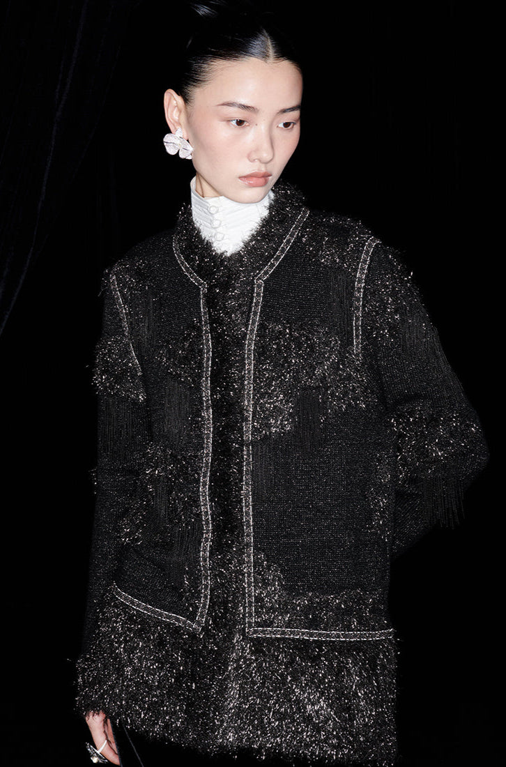 M essential Mackay designer Yingyun knitted copper-beaded woollen cardigan - zain.