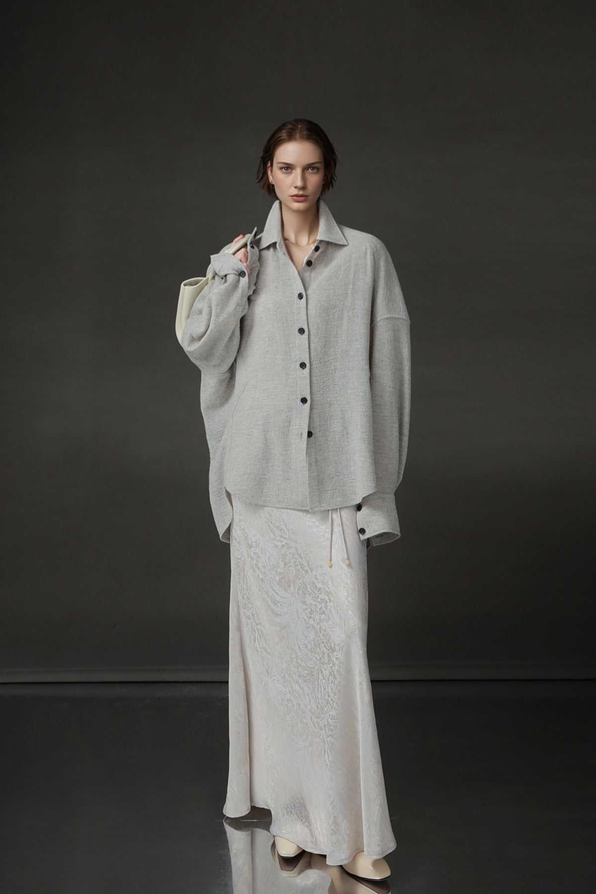 PIAOIN Luxury Old Money Style Wool Shirt Women's Single Breasted Shirt-FERA