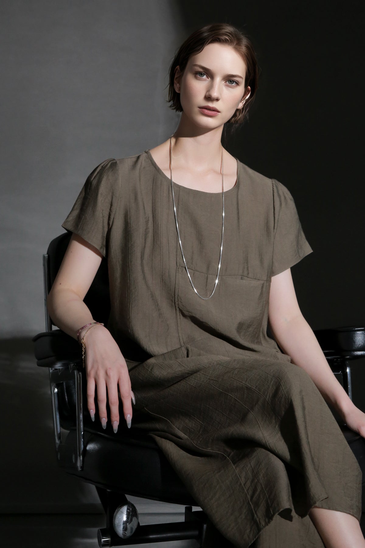 PIAOIN textured linen silk loose wide-leg cropped pants set summer-GISELLE.