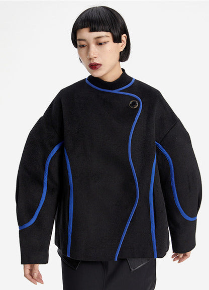 TINY IN Line Cropped Tweed Women's Black Jacket - KENCHO