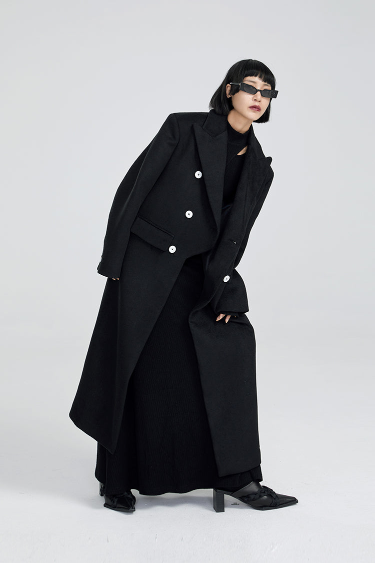 TINY IN Maxi double-breasted women's wool coat jacket - INO