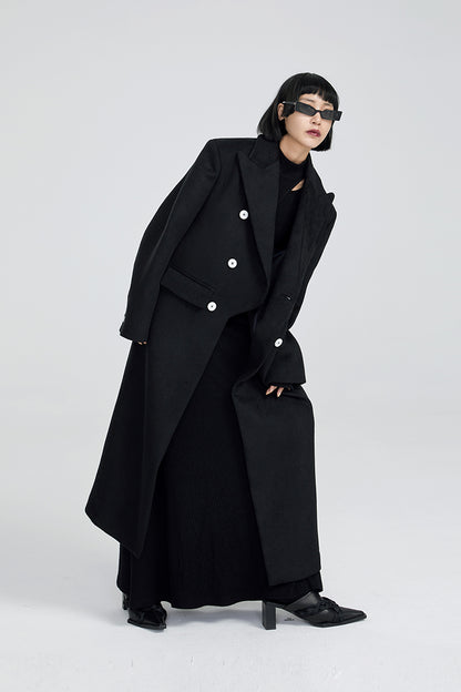 TINY IN Maxi double-breasted women's wool coat jacket - INO