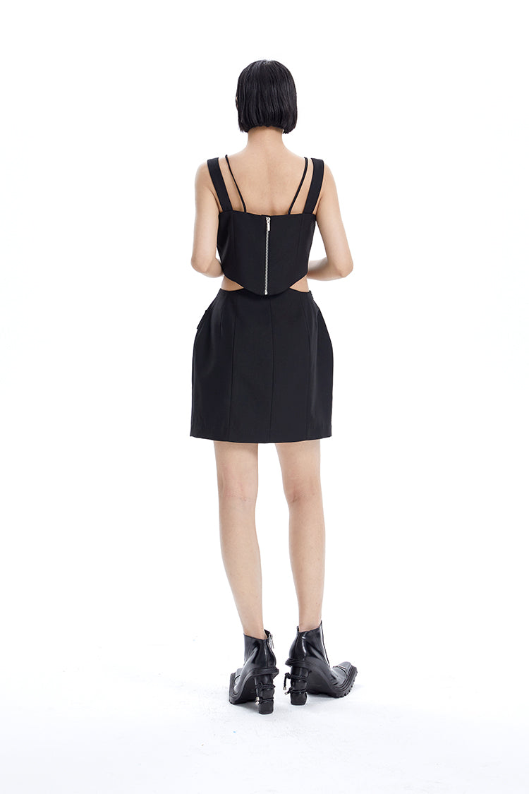 The TINY IN split-out open-waisted strap dress -CACAS