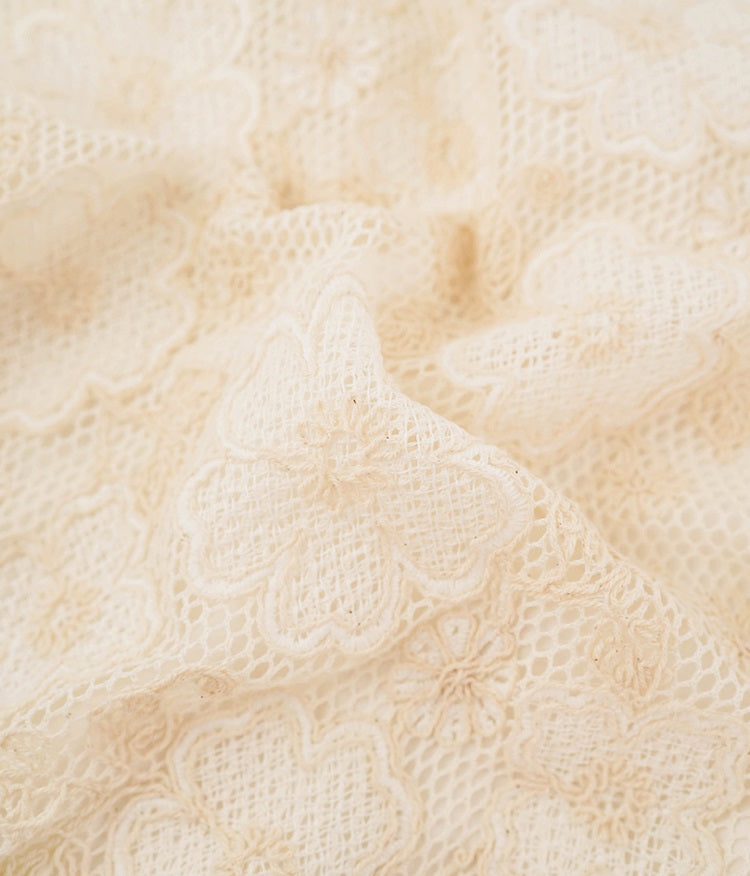 HECO Chinese style short-sleeved embossed flower summer cut-out short dress- TEMIRO.