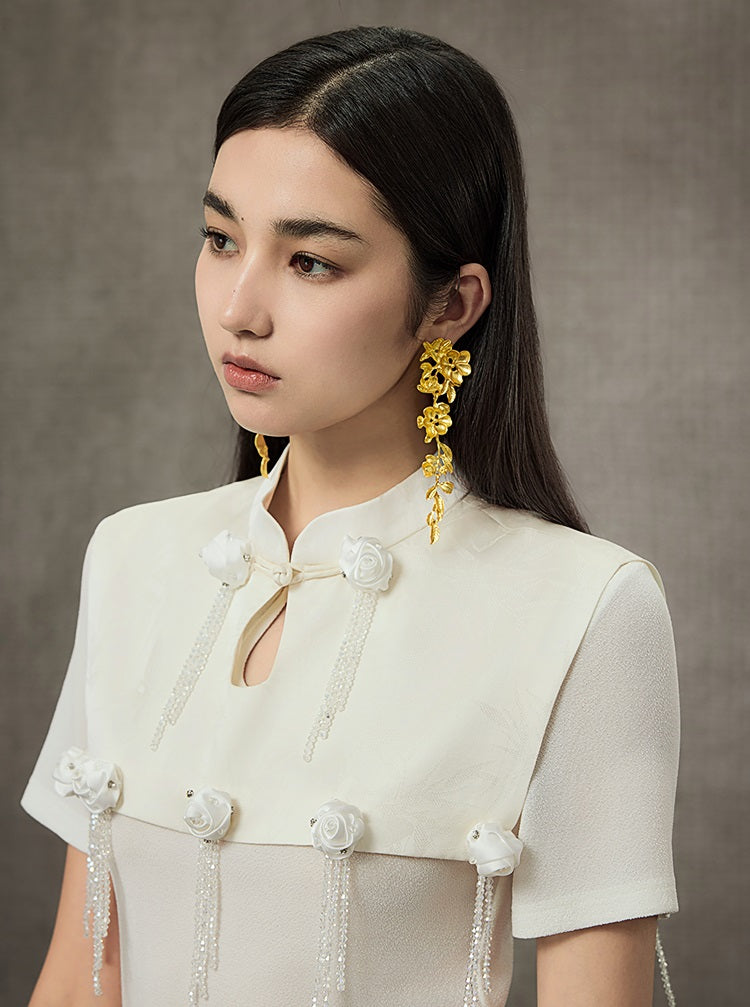 HECO Rose Crystal Tassel Shawl Women's Top - SURROUND.