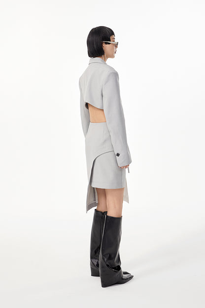 TINY IN curved hem layered gray black skirt -XANDER