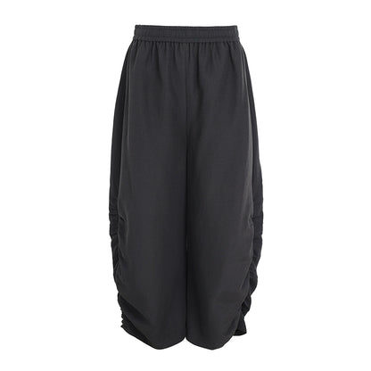 ZHUCHONGYUN black wrap style top and cocoon-shaped long pants outfit set-ARMSTRONG.