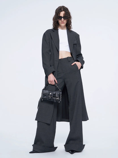 ANNAKIKI waistless fold deconstruct wide-leg pants for women-HITOME