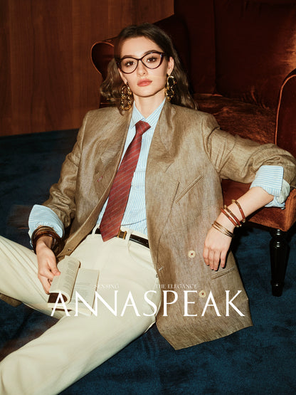 ANNASPEAK Linen Old Money Style Suit -FIGS.