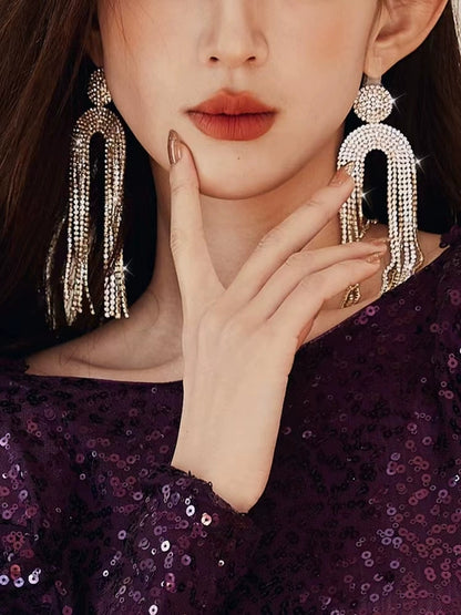 DOLLY Luxury Gold Diamond Chic Tassel Earring-FANNIE