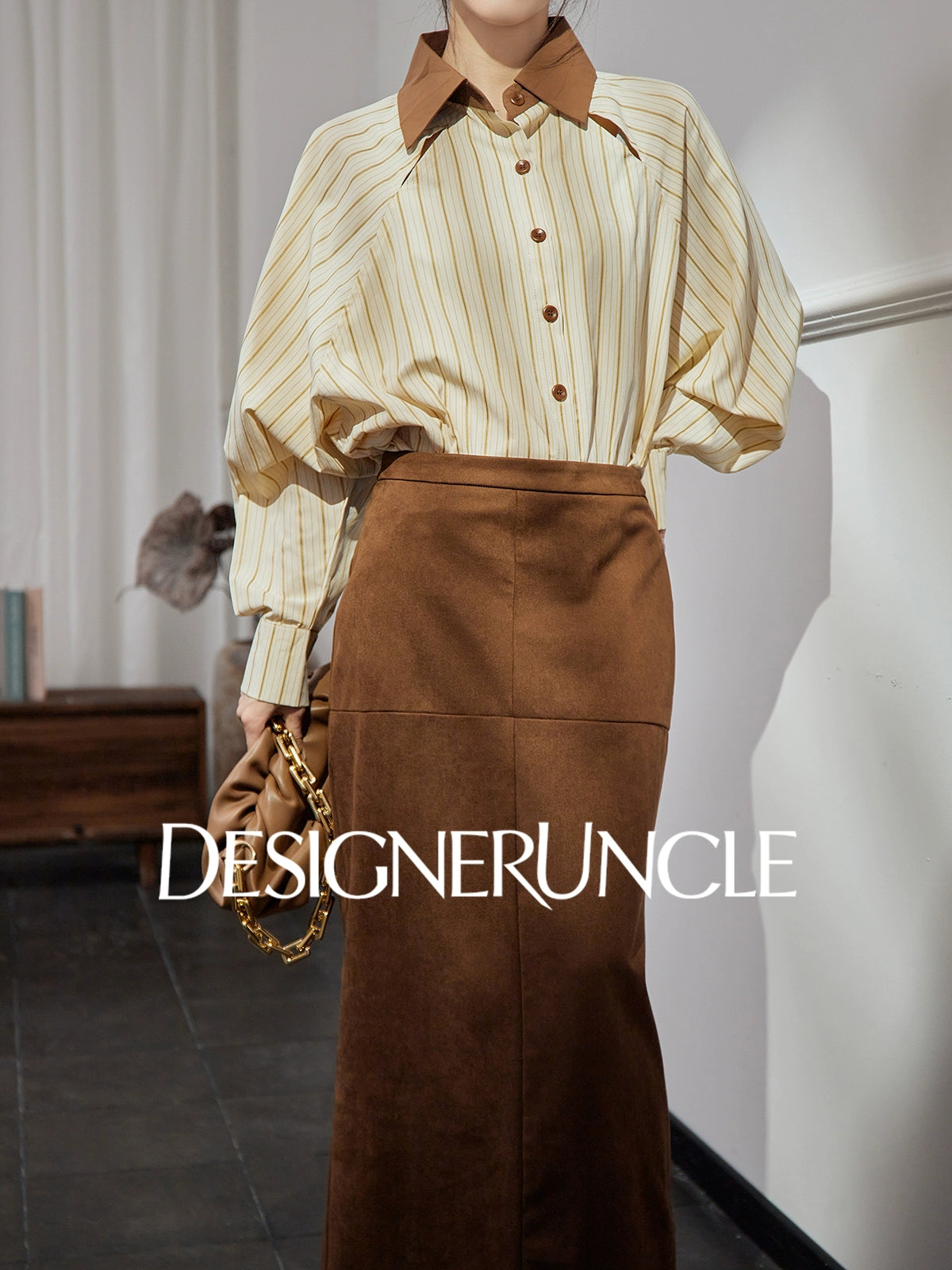 DGU "Muqiu" light yellow commuter slimming temperament long-sleeved top - PARADISE.