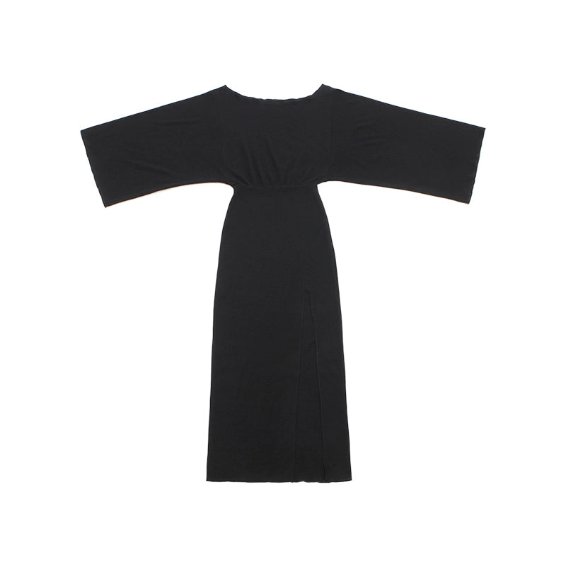 Le Palais Light Luxury Black Slim Knitted Long Skirt + Hourglass Fishbone Waist Seal-BAMBAM