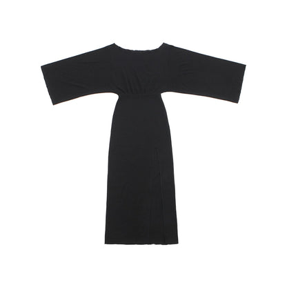 Le Palais Light Luxury Black Slim Knitted Long Skirt + Hourglass Fishbone Waist Seal-BAMBAM