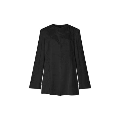 TUYUE white woven flower crew neck slim fit blazer - NINA.
