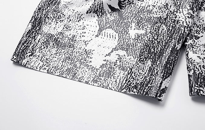 ZHUCHONGYUN bronzing fiber satin loose straight pants and top outfit set-SKYE.