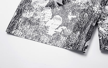 ZHUCHONGYUN bronzing fiber satin loose straight pants and top outfit set-SKYE.