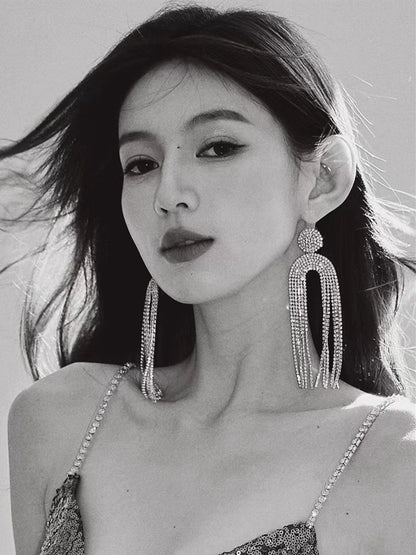 DOLLY Luxury Gold Diamond Chic Tassel Earring-FANNIE