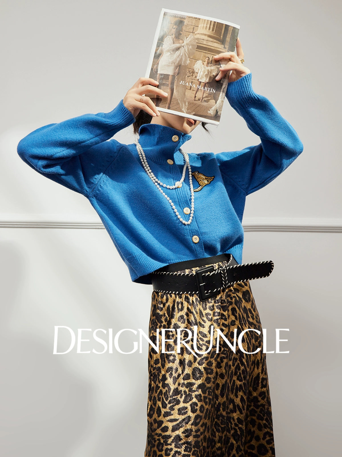 DGU×LAB "Lan Bao" blue cardigan lazy high-end knitted sweater  - LEVI