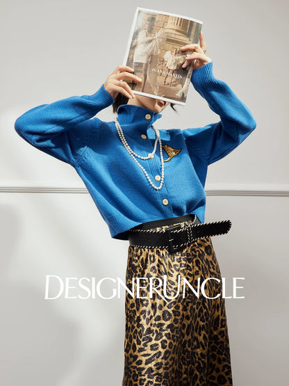 DGU×LAB "Lan Bao" blue cardigan lazy high-end knitted sweater  - LEVI