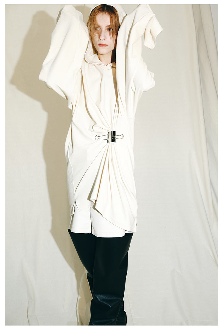 Autumn Winter luxury hoodie pinched pleated waist sweatshirt - kIC