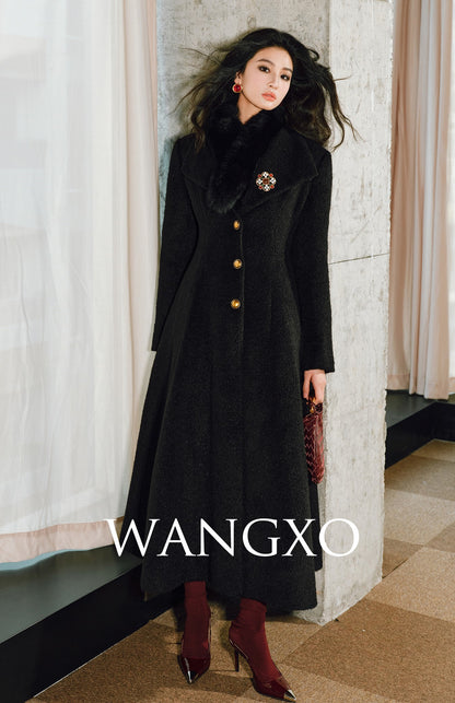 WANGXO | Luxury Alpaca Wool & Rabbit Hair Blend Long Coat -MIRA.