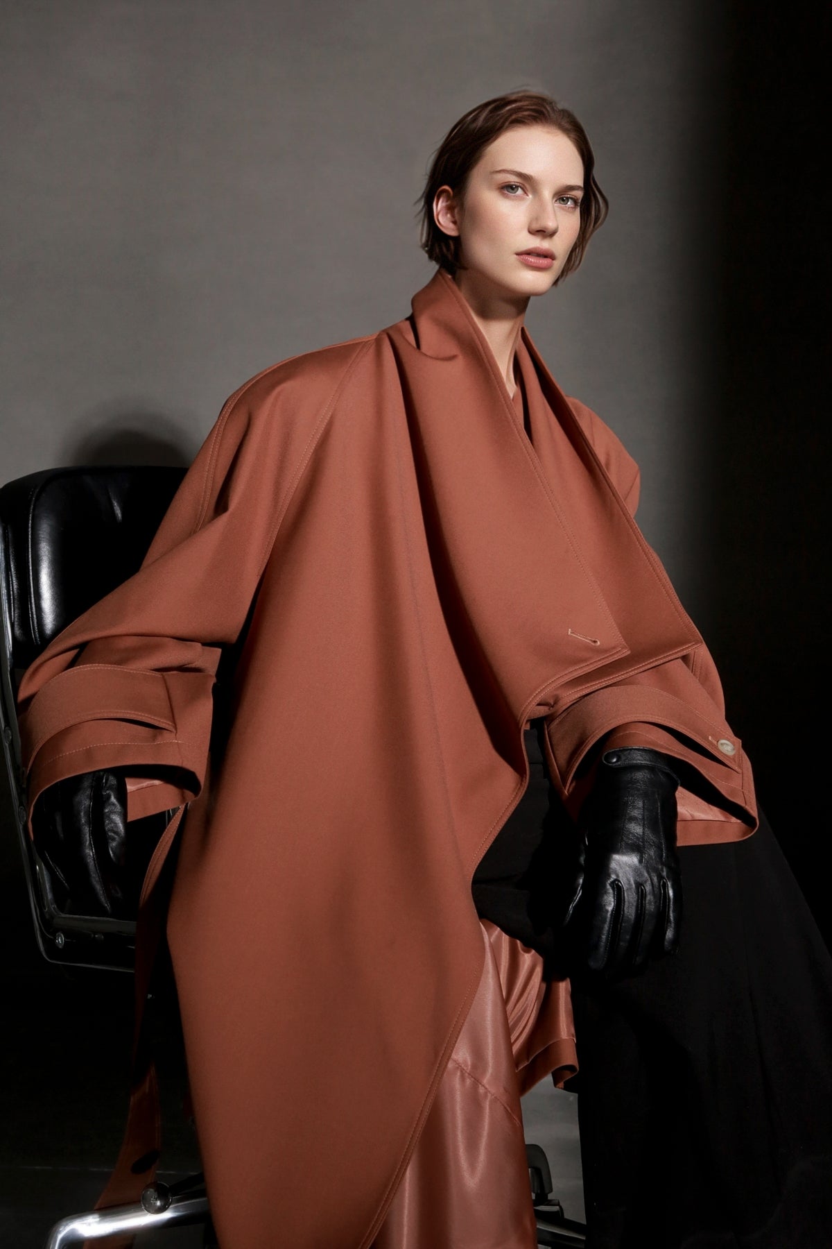 PIAOIN Haute Couture Large-lapel Silhouette Trench Coat Jacket -BECK