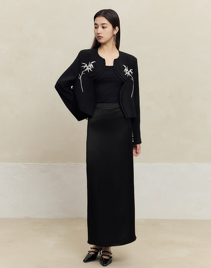 HECO acetate drape feeling thin long skirt women - great.