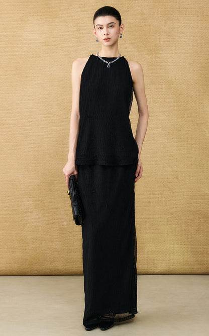 HECO Chinese style wrinkle elastic age-reducing temperament Skirt- ELLA.