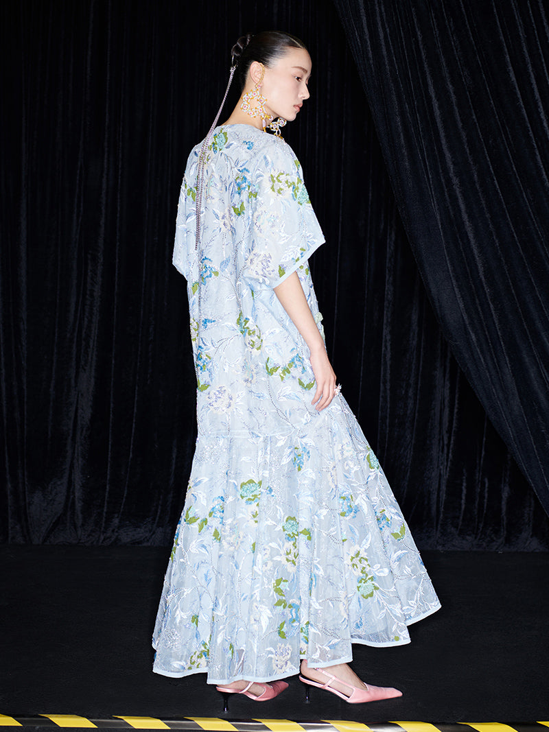 M essential Mackay designer Jiyi embroidery silk hand-dyed embroidery mermaid dress- YINKA.