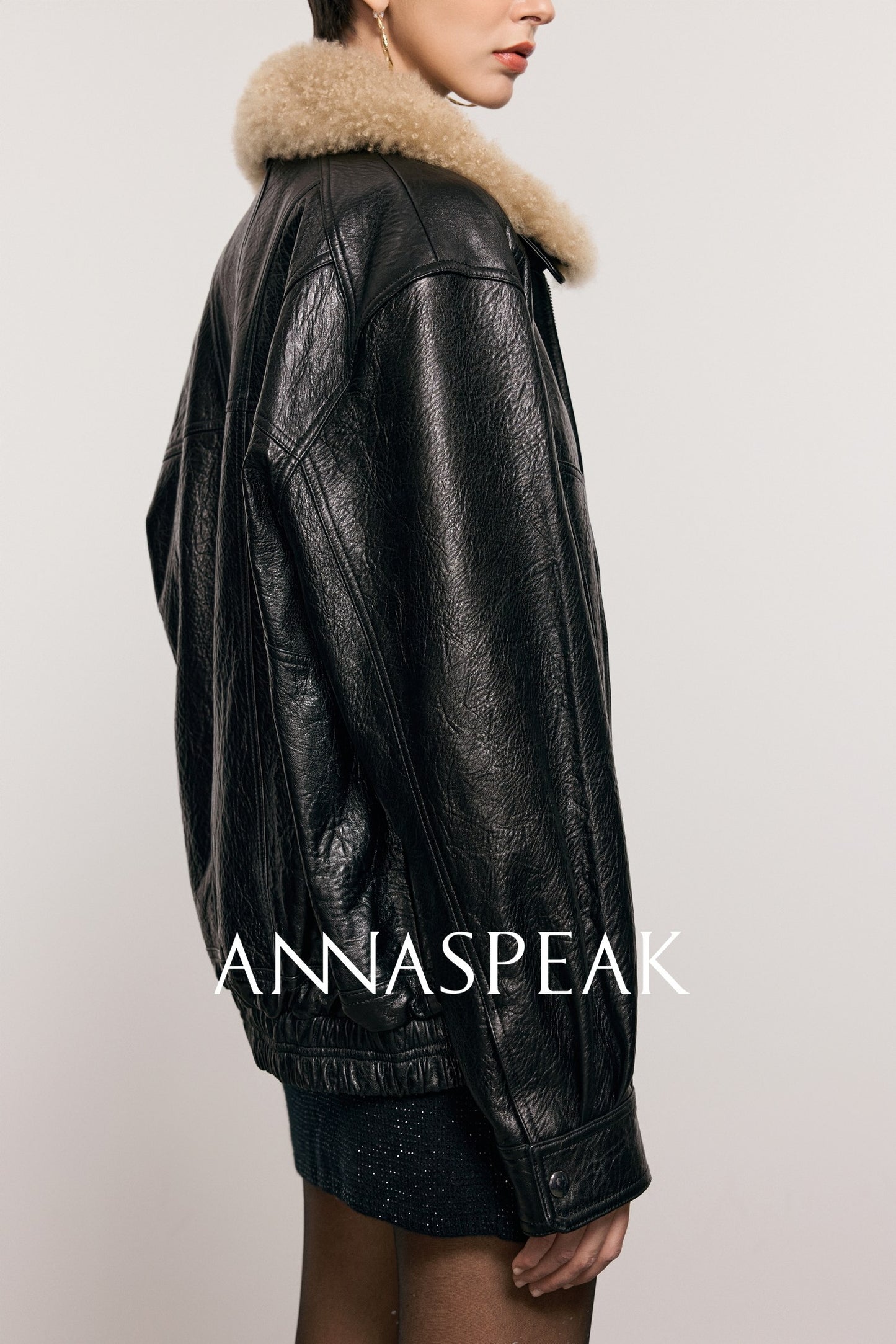 ANNASPEAK ROSSO Red Label Lambskin Detachable Wool Collar Vintage Jacket-XAVIER.