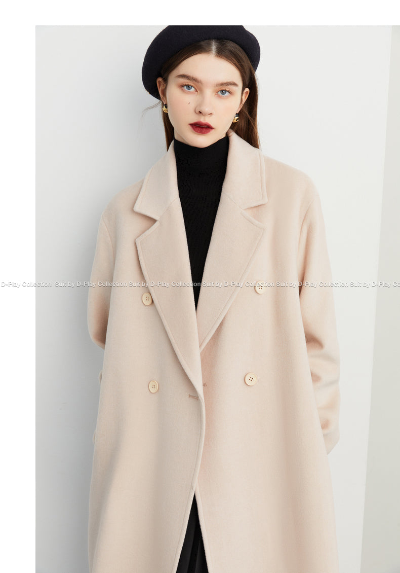 Fall autumn winter lapel double breasted wool coat - Candace