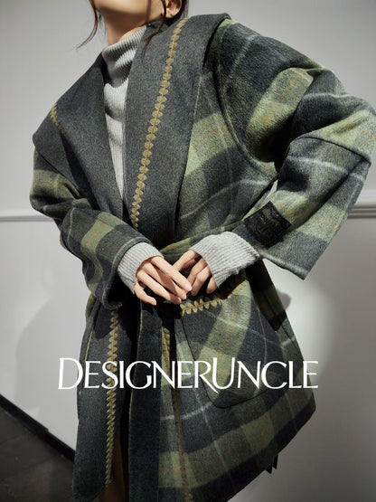 DGU "Daige" green plaid woolen jacket fashion high-end and versatile trend - Skylar.