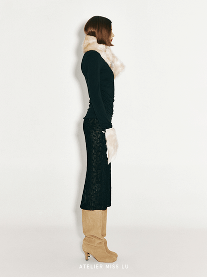 AtelierMissLu Autumn/Winter 2024 Warm Faux Fur Scarf - TRAVIO