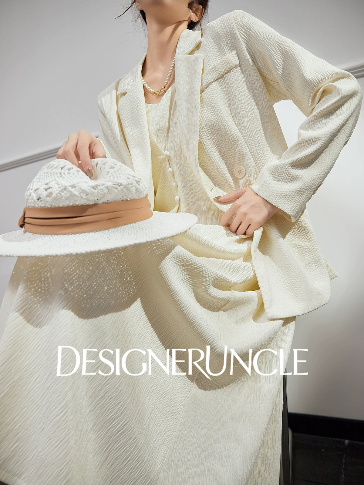 DGU |Off-white suit luxury niche French vintage top skirt  - GRANT.