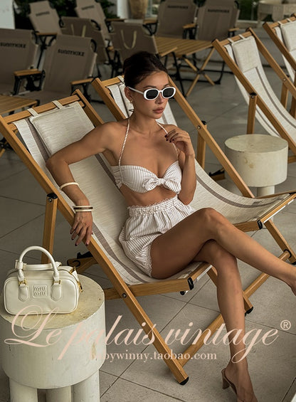 Le Palais Vintage  Sweet and Spicy Girly Short Puff Sleeve Shirt High Waist Pumpkin Shorts-QUINN