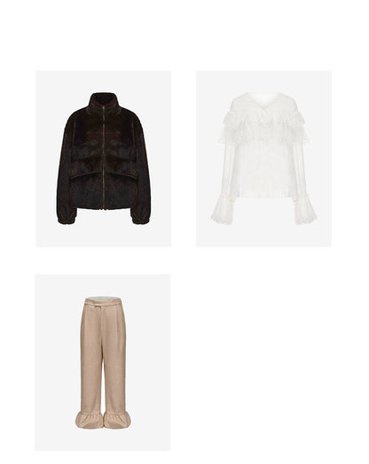 ATELIER MISS LU Fall/Winter cashmere wide-leg straight-leg Pants - MARSH