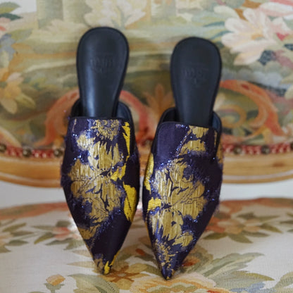 B-FEI rich and elegant special fabric flower flat mules-HASHI.