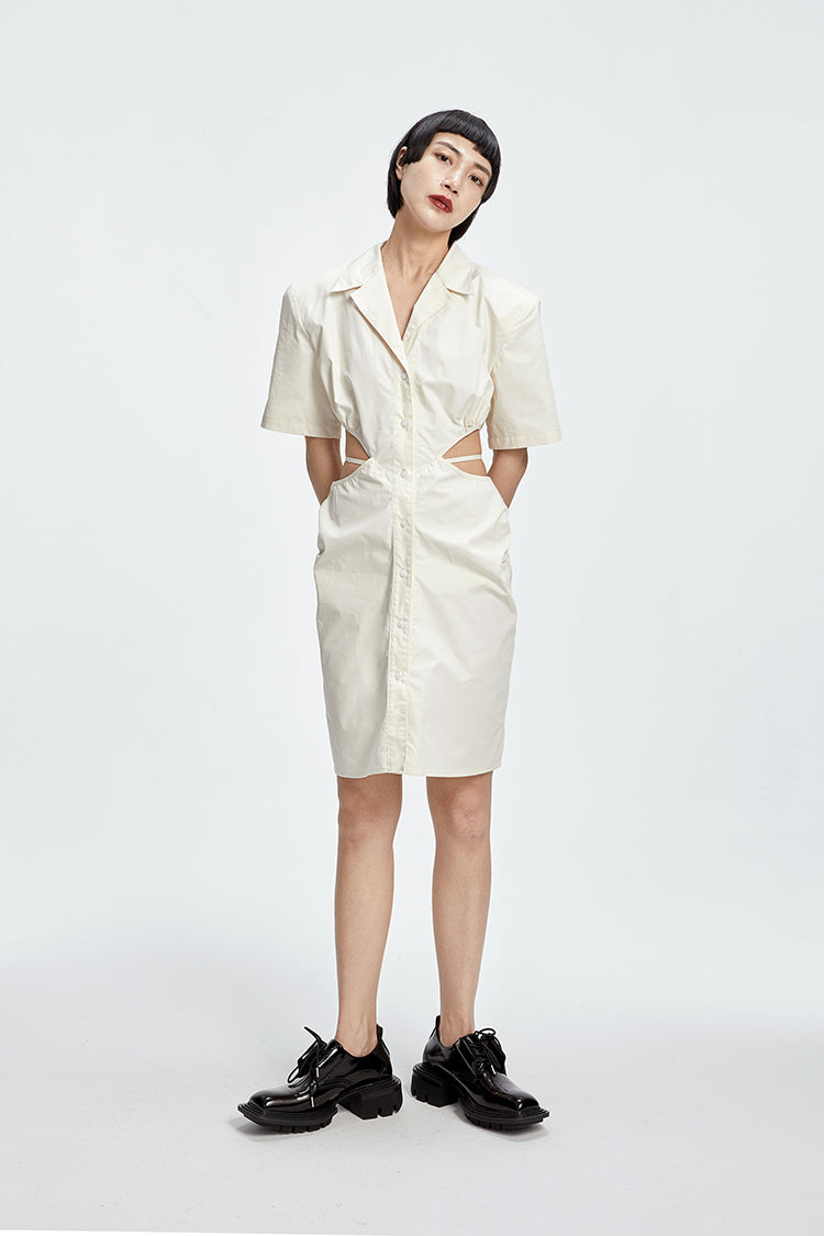 TINY IN shirt padded shoulder waist dress-CHIZZY
