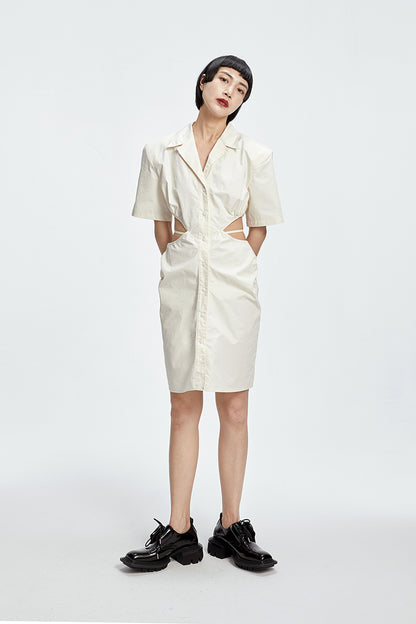TINY IN shirt padded shoulder waist dress-CHIZZY