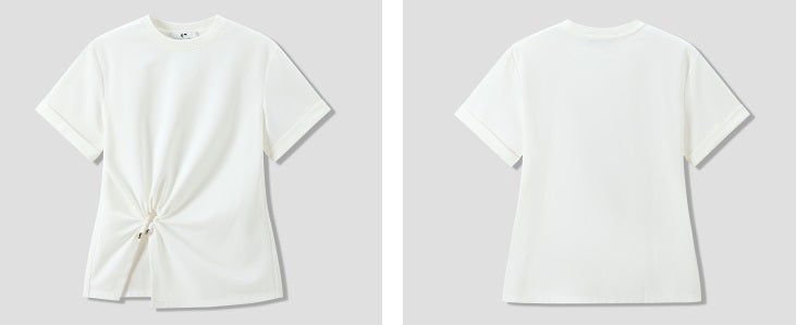 COMME MOI Commuter Slit crew neck white T-Shirt - TARE.