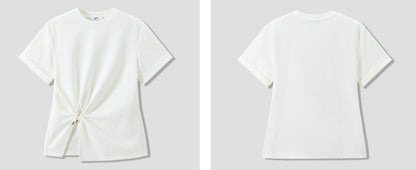 COMME MOI Commuter Slit crew neck white T-Shirt - TARE.