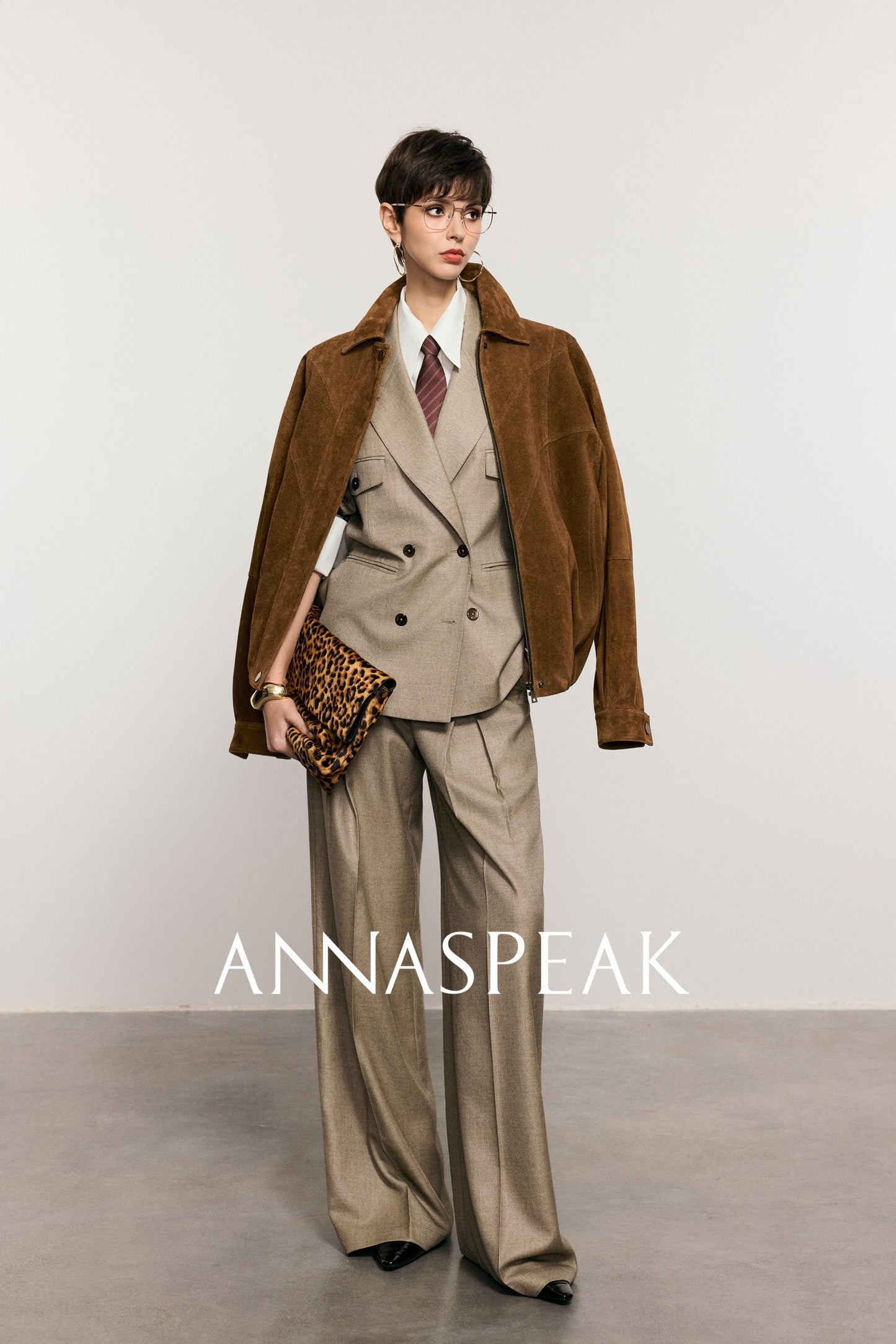 ANNASPEAK ROSSO Red Label Eco-Friendly Leather Heavy Jacket Skirt Set-GHUGH.